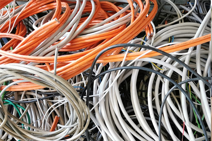 Recyclable wire and materials prepared for processing.